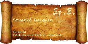 Szvatkó Baldvin névjegykártya